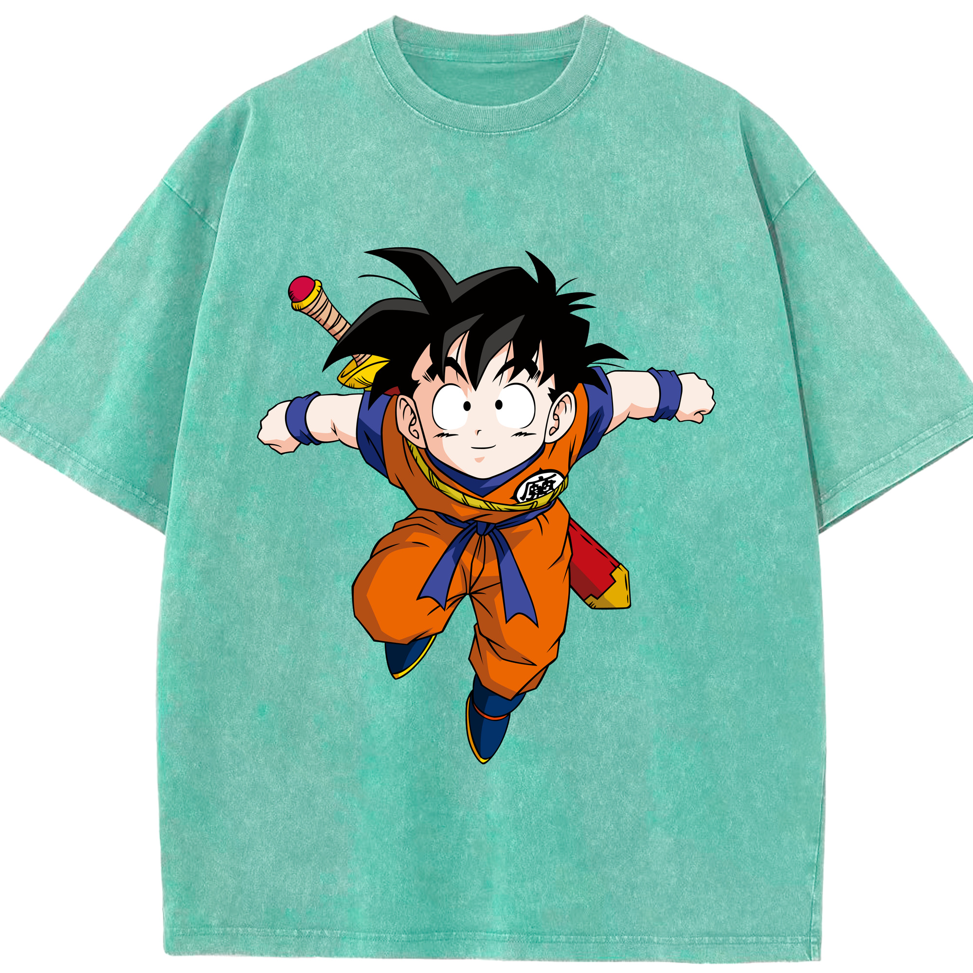 （画像用） ドラゴンボール 孫悟空（そん ごくう）Son Goku カカロット DRAGON BALL Kakarotto 綿100% ヴィンテージ風 半袖Tシャツ（フロントプリント）